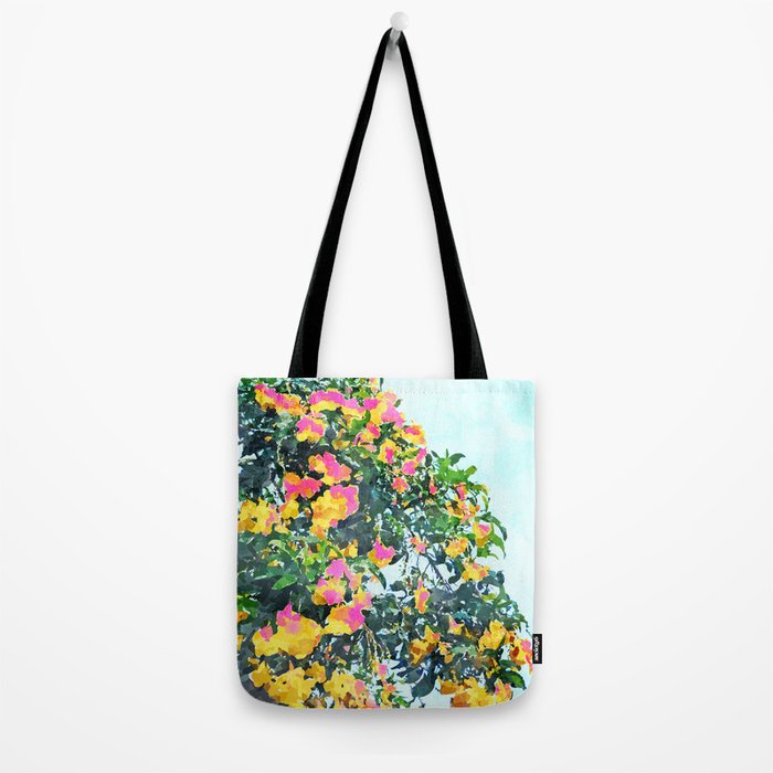 Summer Bougainvillea Watercolor Painting Tote Bag Gallery Image 2