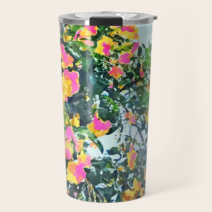 Summer Bougainvillea Watercolor Painting Travel Mug Gallery Image 1