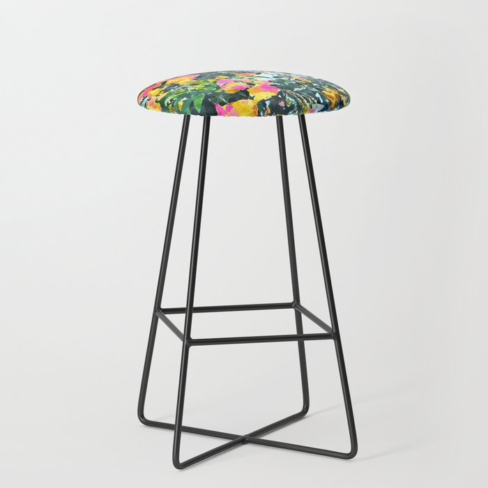 Summer Bougainvillea Watercolor Painting Stool Gallery Image 1