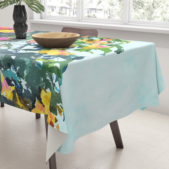 Summer Bougainvillea Watercolor Painting Tablecloth Gallery Image 3