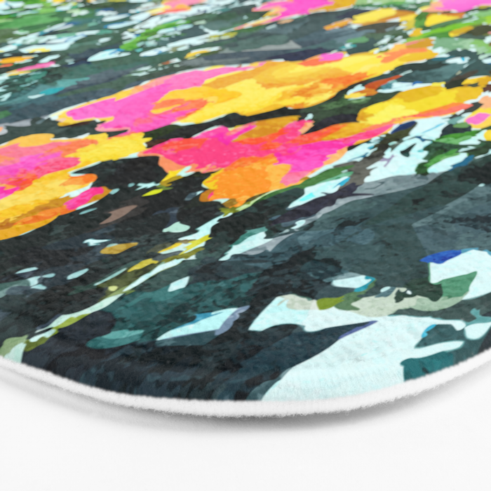 Summer Bougainvillea Watercolor Painting Bath Mat Gallery Image 3