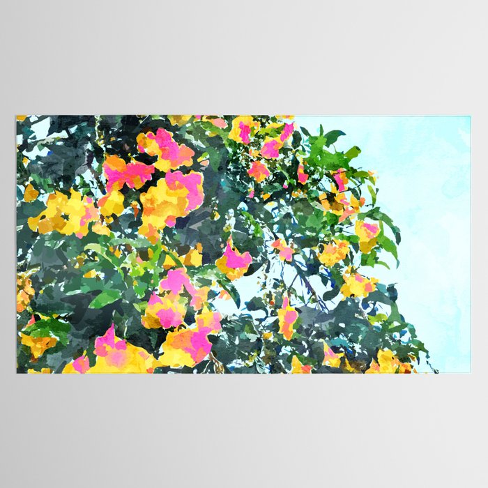 Summer Bougainvillea Watercolor Painting Tablecloth Gallery Image 2