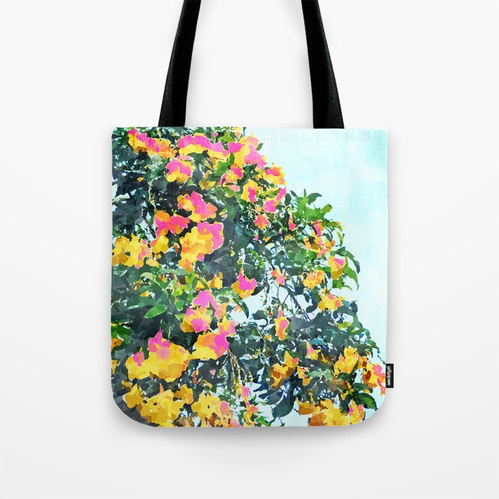 Summer Bougainvillea Watercolor Painting Tote Bag Gallery Image 1