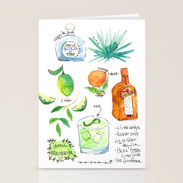 Classic Margarita Cocktail Recipe Stationery Card Gallery Image 1