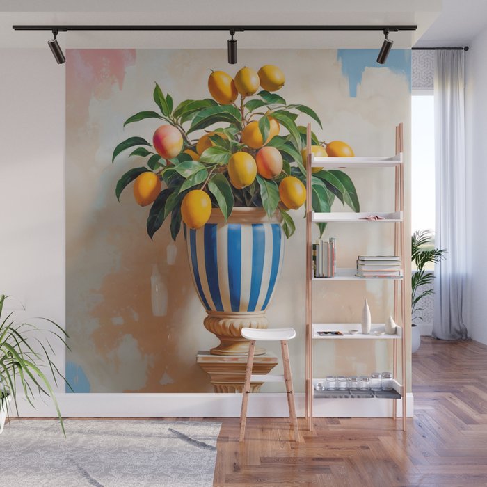 Mango Summer, India Fruits Still Life Tropical, Season Flower Pot Plants Botanical, Nature Plant Pots Blossom Juicy Painting Wall Mural Gallery Image 1