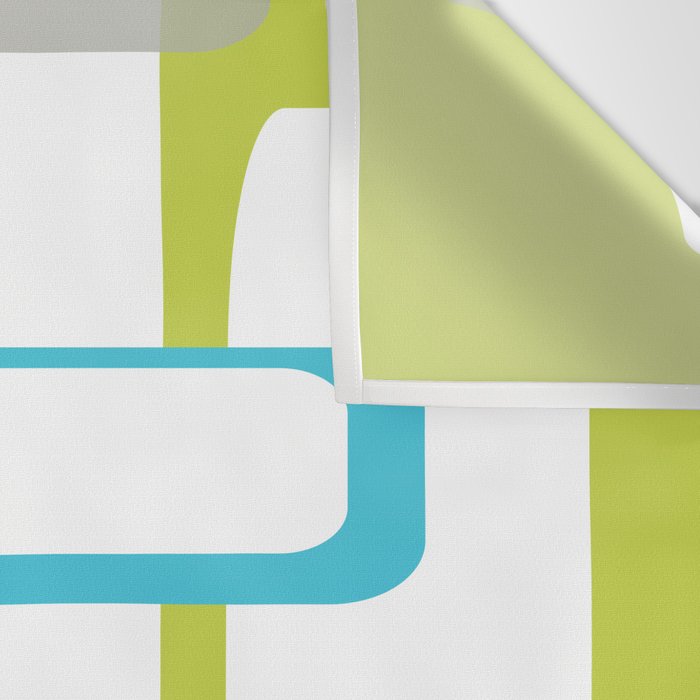 Mid-Century Modern Rectangle Design Blue Green and Gray Wall Tapestry Gallery Image 3