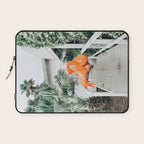 Flamingo Beach House, Wildlife Architecture Jungle Photography, Eclectic Birds Digital Art Laptop Sleeve Gallery Image 1