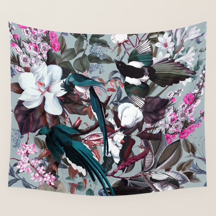 Floral and Birds XXIV Wall Tapestry Gallery Image 1