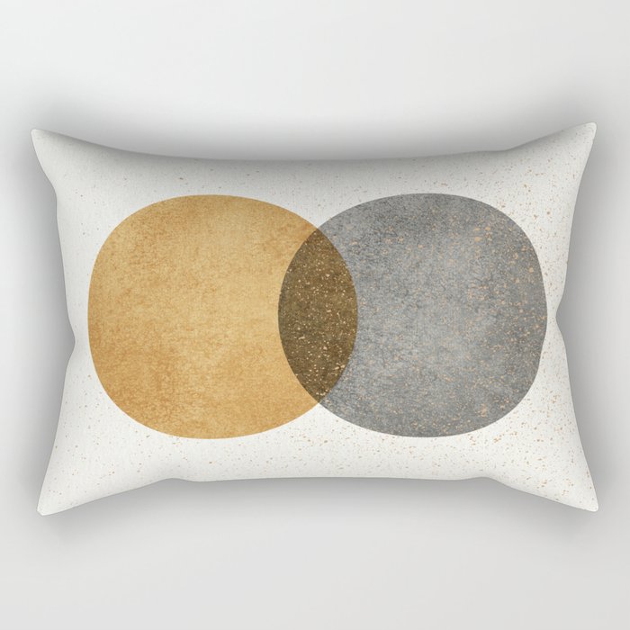 Circle Abstract - Gold Grey Texture Rectangular Pillow Gallery Image 2