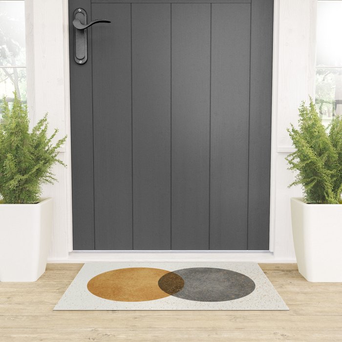 Circle Abstract - Gold Grey Texture Welcome Mat Gallery Image 3