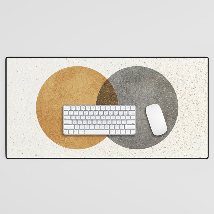 Circle Abstract - Gold Grey Texture Desk Mat Gallery Image 1