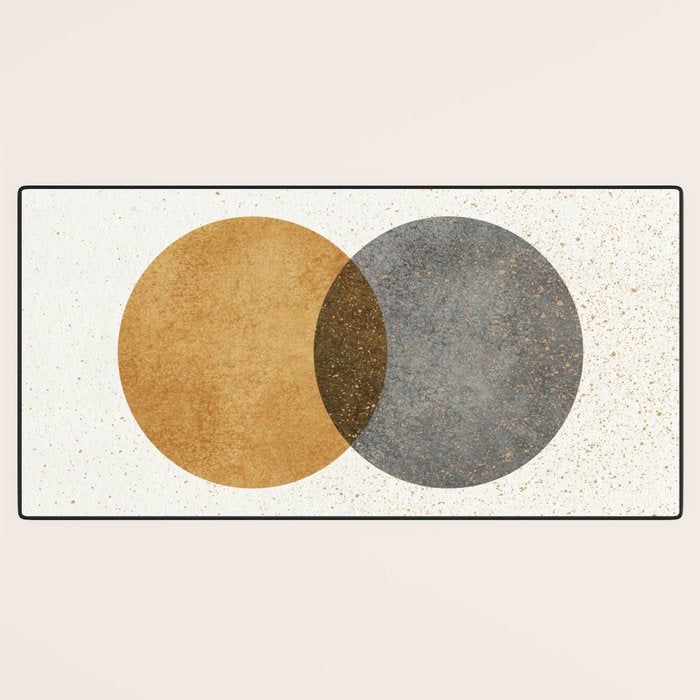 Circle Abstract - Gold Grey Texture Desk Mat Gallery Image 3