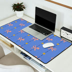 Cute Hair Bows & Stars in Sky Blue & Peach Desk Mat Gallery Image 2