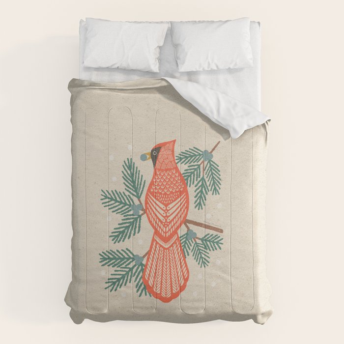 Cardinal Bird and Pine Branches Comforter Gallery Image 1