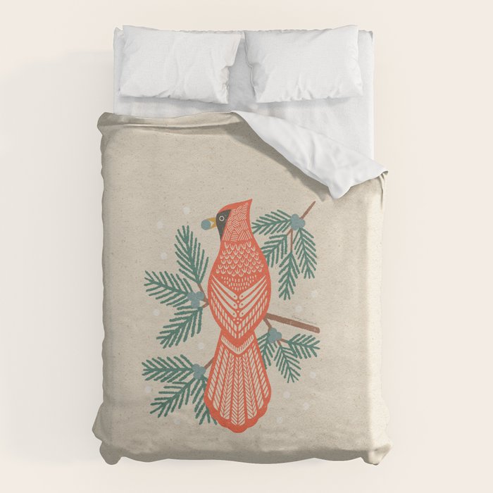 Cardinal Bird and Pine Branches Duvet Cover Gallery Image 6