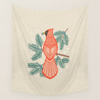 Cardinal Bird and Pine Branches Wall Tapestry Gallery Image 4