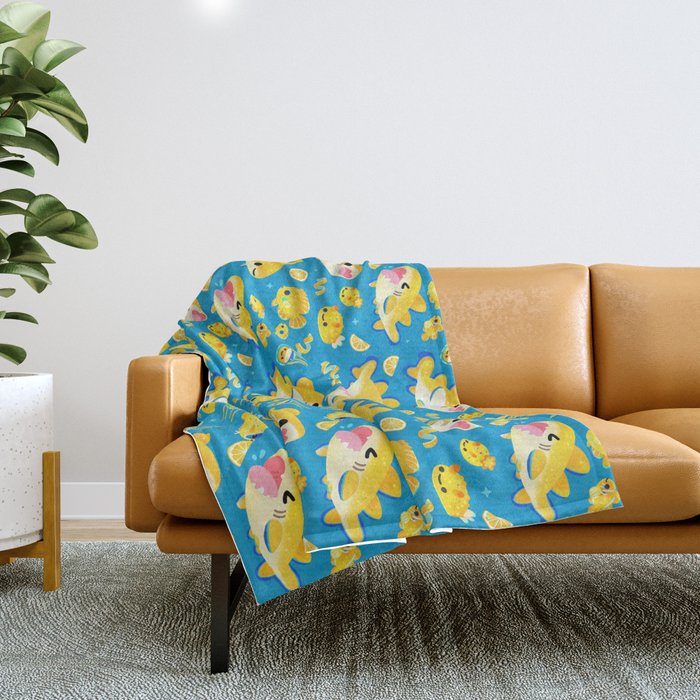 Lemon shark and friends  Throw Blanket Gallery Image 1