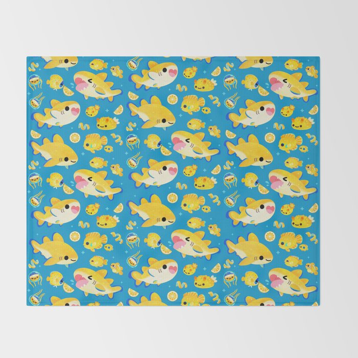 Lemon shark and friends  Throw Blanket Gallery Image 2