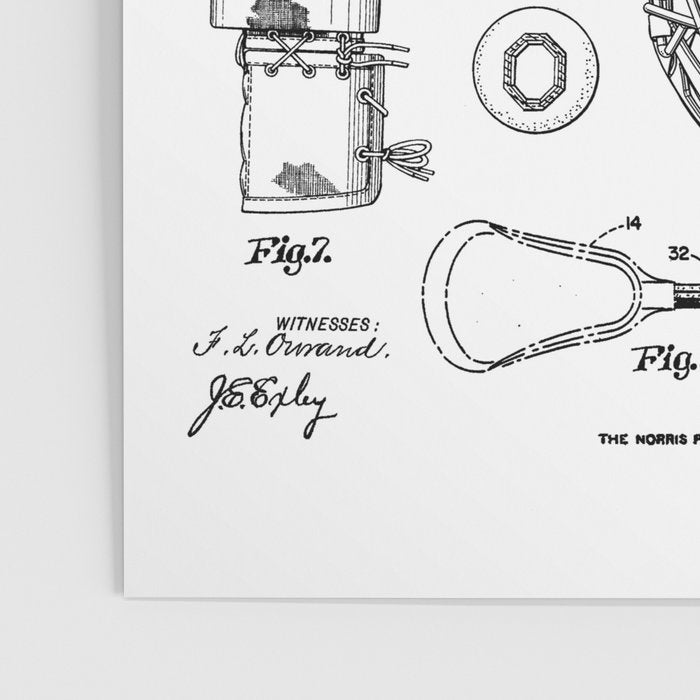 Lacrosse Player Equipment Vintage Patent Drawing Print Poster Gallery Image 3