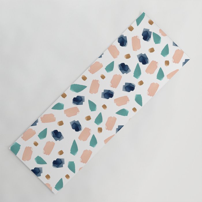 Terrazzo (turquoise, navy, pink & gold) Yoga Mat Gallery Image 1