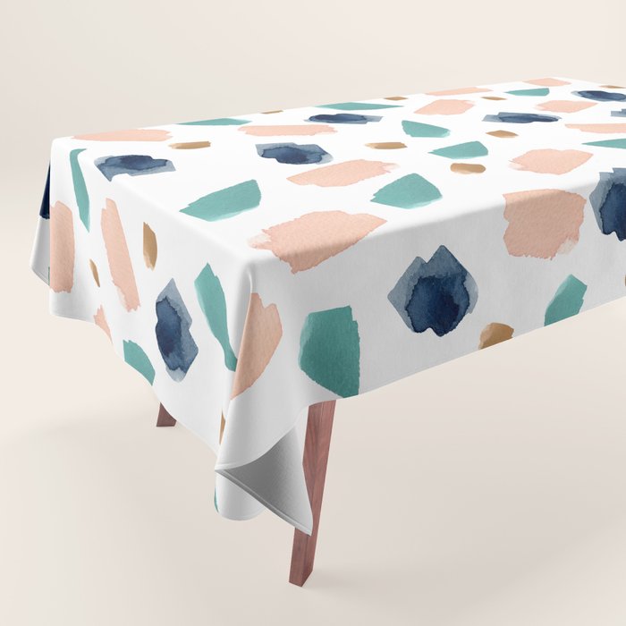 Terrazzo (turquoise, navy, pink & gold) Tablecloth Gallery Image 1