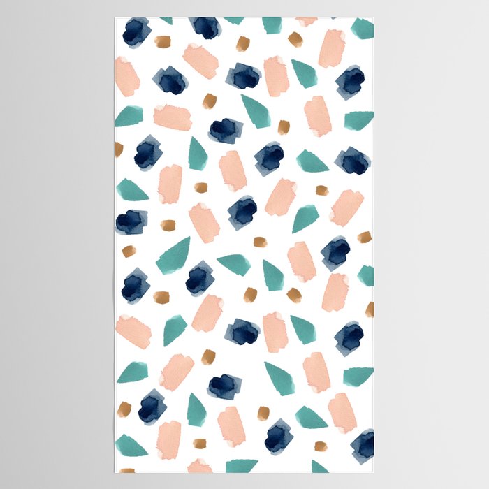 Terrazzo (turquoise, navy, pink & gold) Tablecloth Gallery Image 2