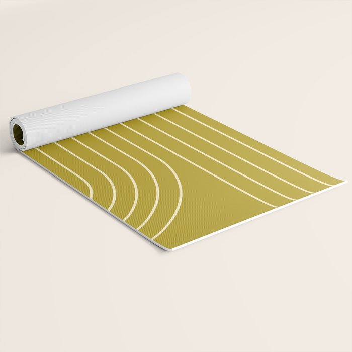 Minimal Line Curvature XVII Chartreuse Mid Century Modern Arch Abstract Yoga Mat Gallery Image 2