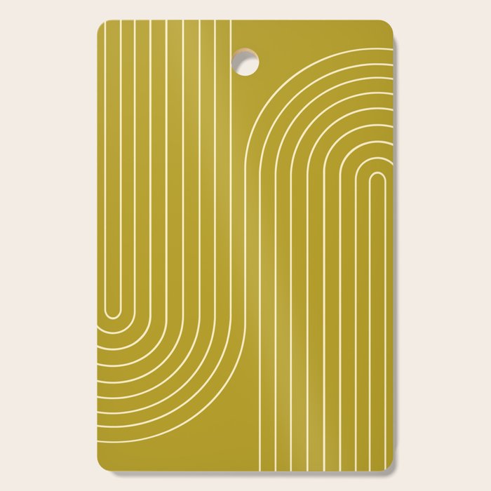 Minimal Line Curvature XVII Chartreuse Mid Century Modern Arch Abstract Cutting Board Gallery Image 1