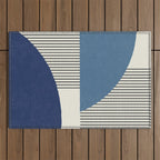 Quarter Circle Lines - Blue Navy  Outdoor Rug Gallery Image 1