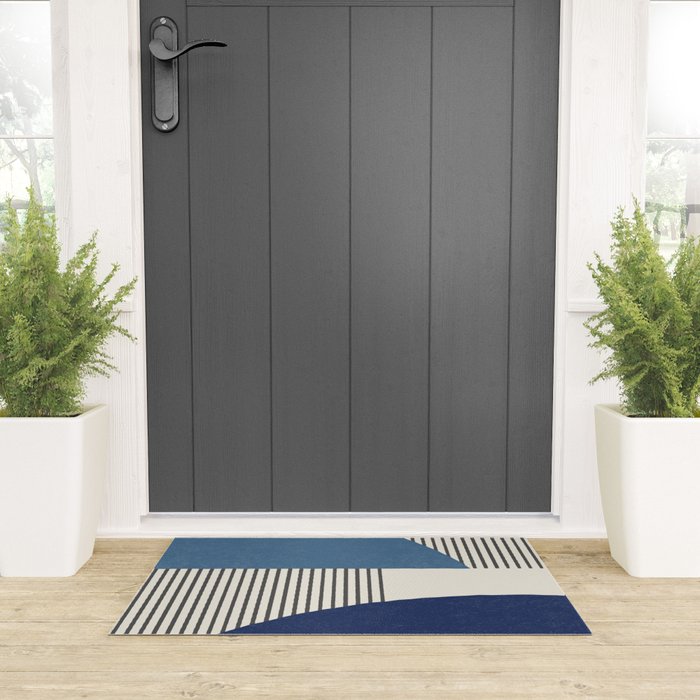 Quarter Circle Lines - Blue Navy  Welcome Mat Gallery Image 3