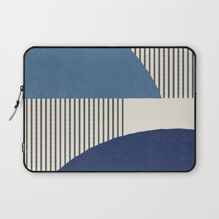 Quarter Circle Lines - Blue Navy  Laptop Sleeve Gallery Image 1