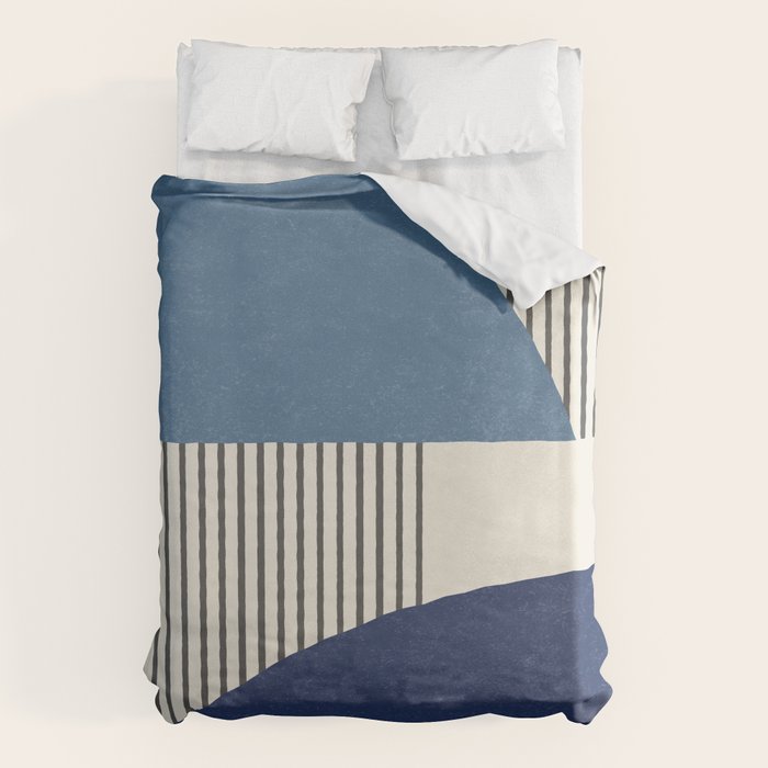 Quarter Circle Lines - Blue Navy  Duvet Cover Gallery Image 1