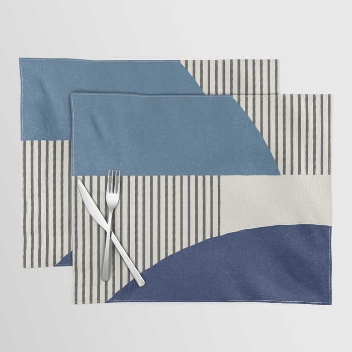 Quarter Circle Lines - Blue Navy  Placemat Gallery Image 1