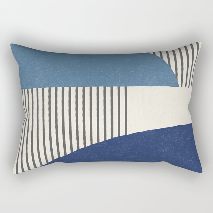 Quarter Circle Lines - Blue Navy  Rectangular Pillow Gallery Image 2