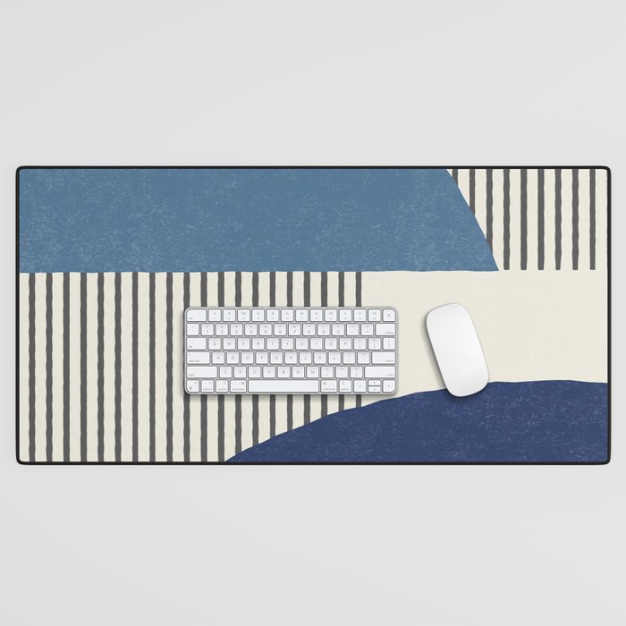 Quarter Circle Lines - Blue Navy  Desk Mat Gallery Image 1