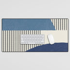 Quarter Circle Lines - Blue Navy  Desk Mat Gallery Image 1
