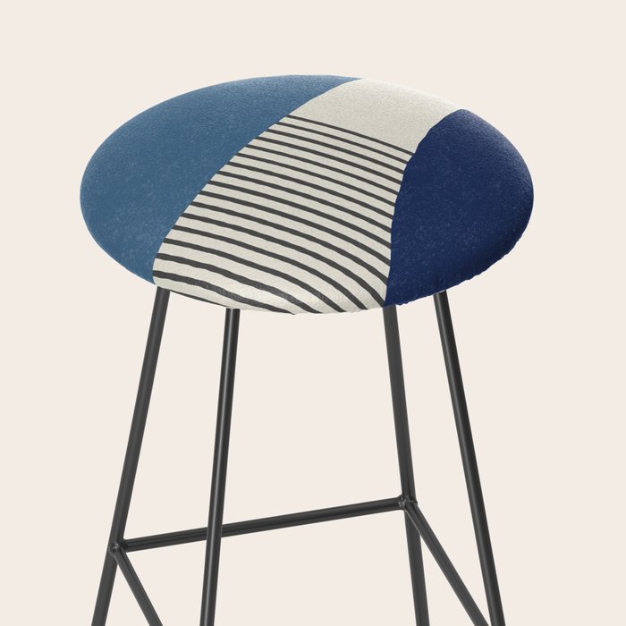 Quarter Circle Lines - Blue Navy  Stool Gallery Image 2