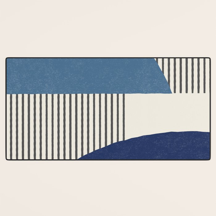 Quarter Circle Lines - Blue Navy  Desk Mat Gallery Image 3