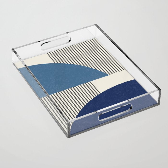 Quarter Circle Lines - Blue Navy  Acrylic Tray Gallery Image 1