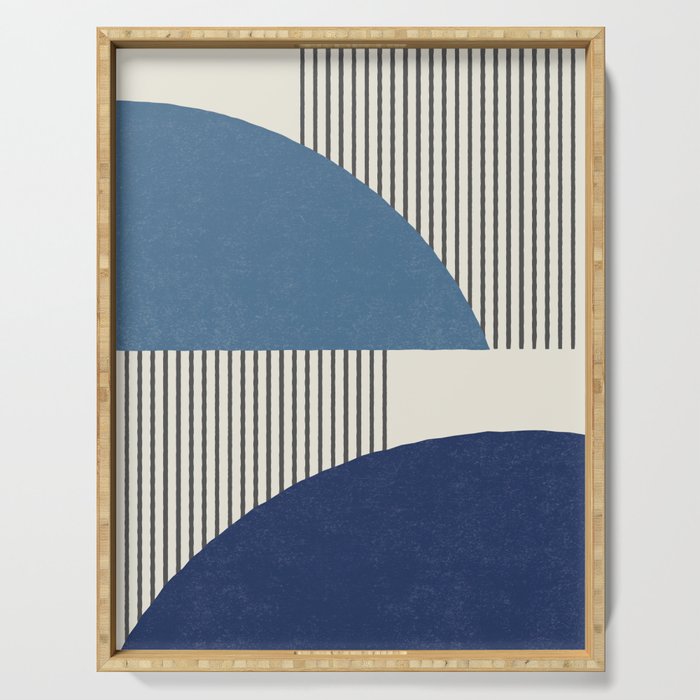 Quarter Circle Lines - Blue Navy  Serving Tray Gallery Image 1