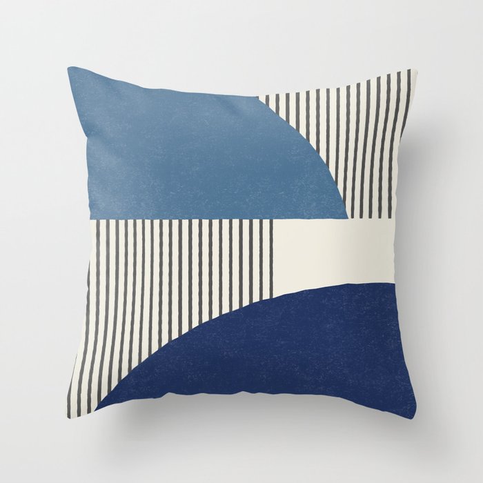 Quarter Circle Lines - Blue Navy  Throw Pillow Gallery Image 6