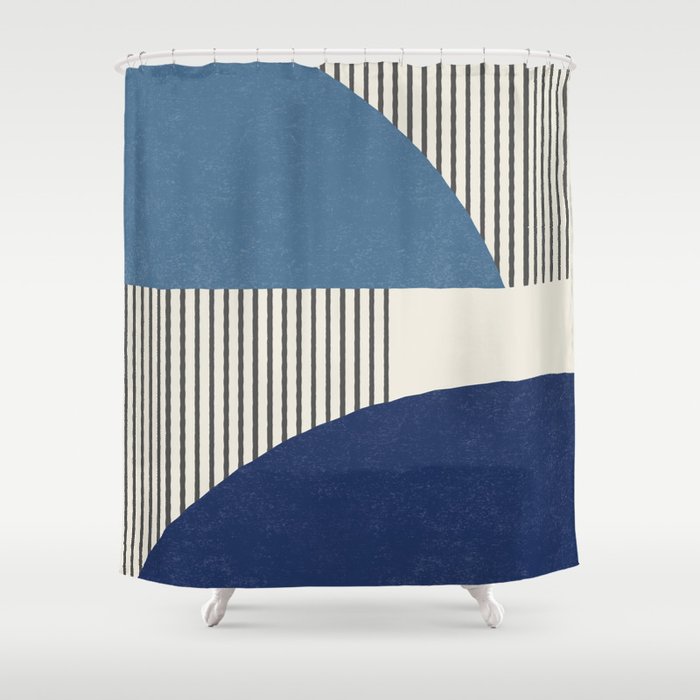 Quarter Circle Lines - Blue Navy  Shower Curtain Gallery Image 1