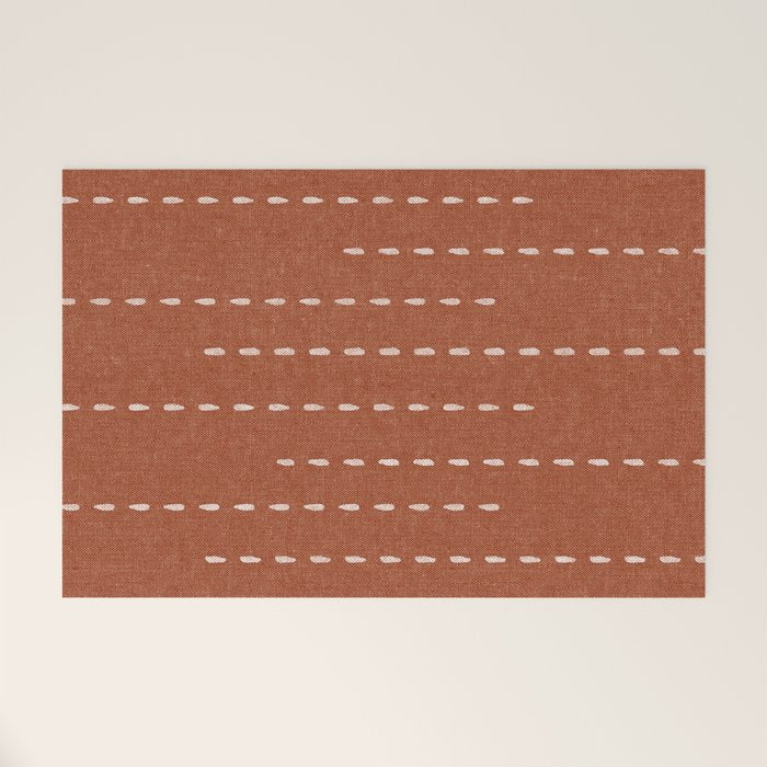 boho stitched stripes - ginger Welcome Mat Gallery Image 1