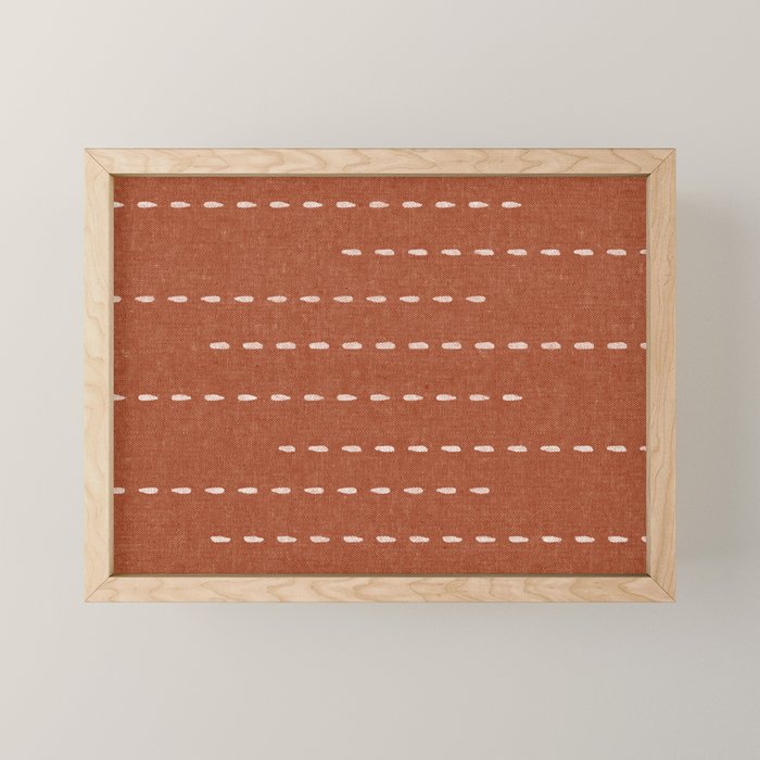 boho stitched stripes - ginger Mini Art Print Gallery Image 1