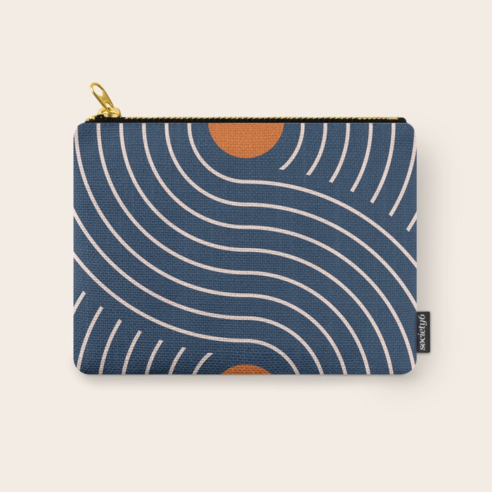Geometric Lines in Navy and Orange (Rainbow and Moon Phases Abstract) Carry All Pouch Gallery Image 1