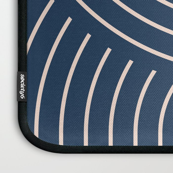 Geometric Lines in Navy and Orange (Rainbow and Moon Phases Abstract) Laptop Sleeve Gallery Image 3