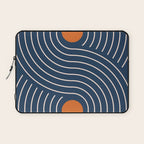 Geometric Lines in Navy and Orange (Rainbow and Moon Phases Abstract) Laptop Sleeve Gallery Image 1