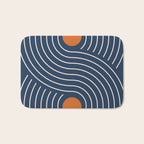 Geometric Lines in Navy and Orange (Rainbow and Moon Phases Abstract) Bath Mat Gallery Image 1