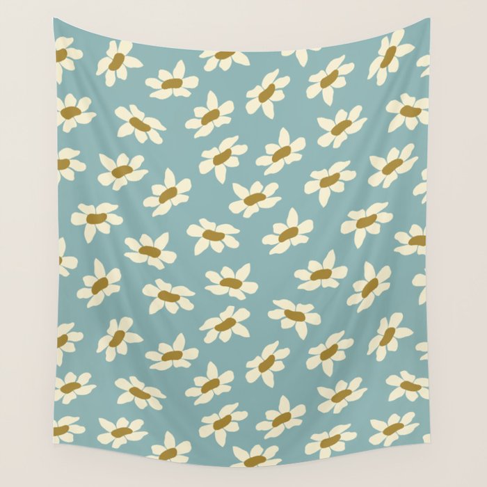 Sweet Daisy Blue  Wall Tapestry Gallery Image 1
