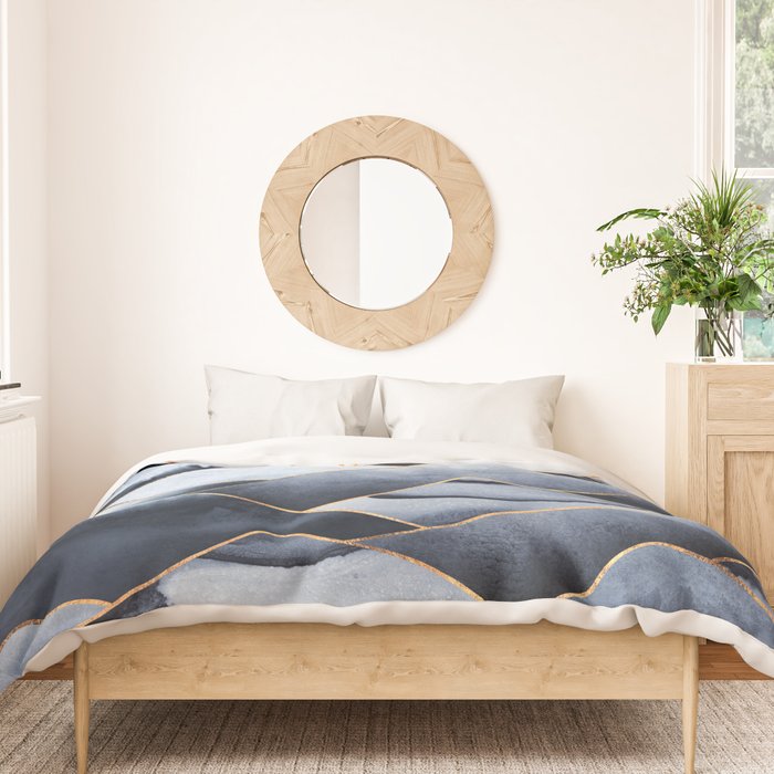 Mountains 2 - Gold Colored Lines Duvet Cover Gallery Image 3